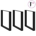 vidaXL Nohy k jedálenskému stolu v tvare U, 3 ks, čierne, 80 x (72-73) cm, oceľové