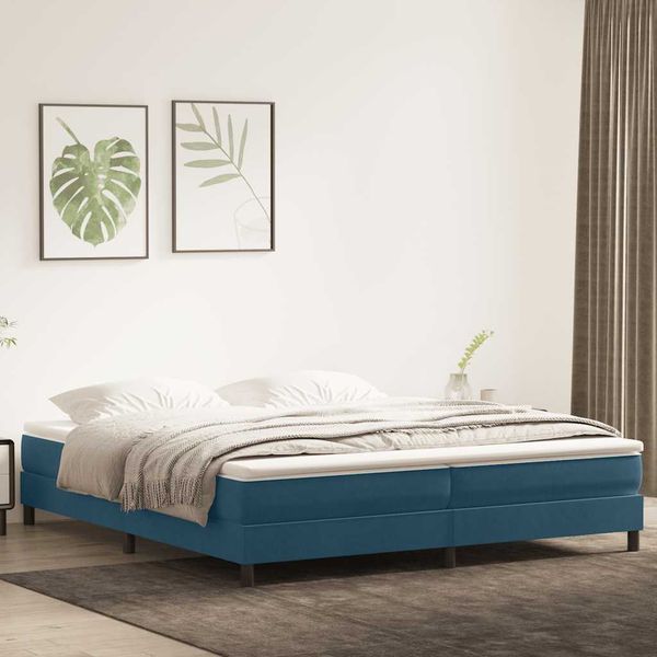 vidaXL Box Spring Posteľ s matracom Tmavomodrá 200x220 cm Zamat