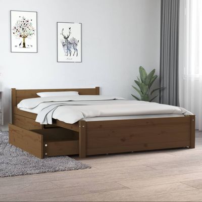 vidaXL Posteľný rám so zásuvkami medový 120x190 cm malé dvojlôžko