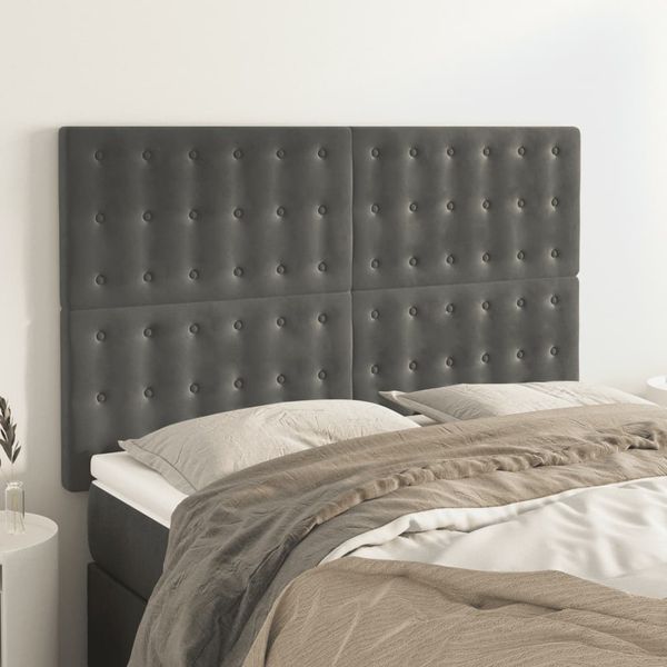 vidaXL Čelo postele tmavosivé 144x5x118/128 cm zamatové