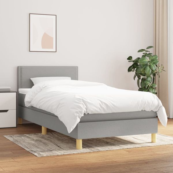 vidaXL Posteľný rám boxsping s matracom bledosivý 90x190 cm látka