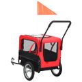 vidaXL Vozík pre domáce zvieratá na bicykel/beh 2-v-1, červeno čierny