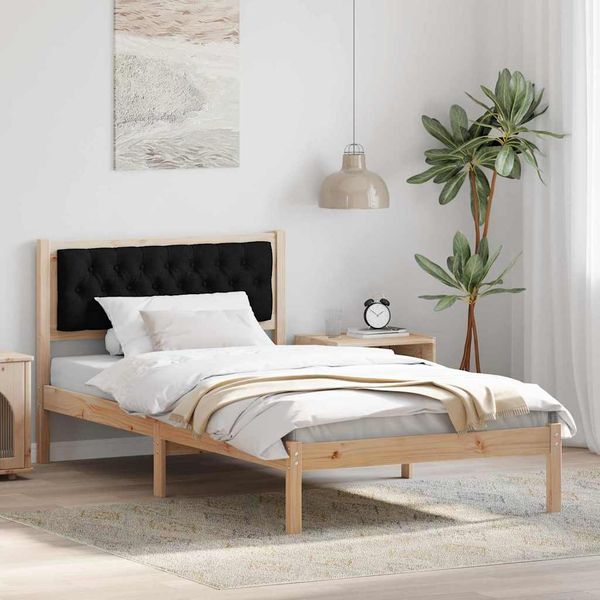 vidaXL Rám postele Čierna 100 x 200 cm Masívne borovicové drevo