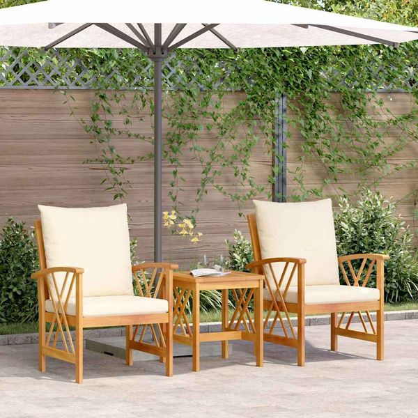 vidaXL Súprava záhradných pohoviek s vankúšom 3 pcs Prírodný olej