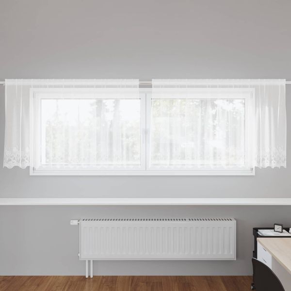 vidaXL Čipková záclona so záclonami Biela 100 x 300 cm Polyester