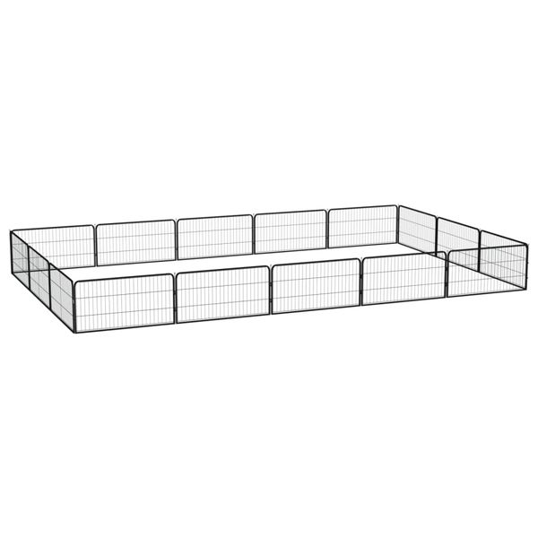 vidaXL Ohrádka pre psov 16 panelov čierna 100x50 cm práškovaná oceľ