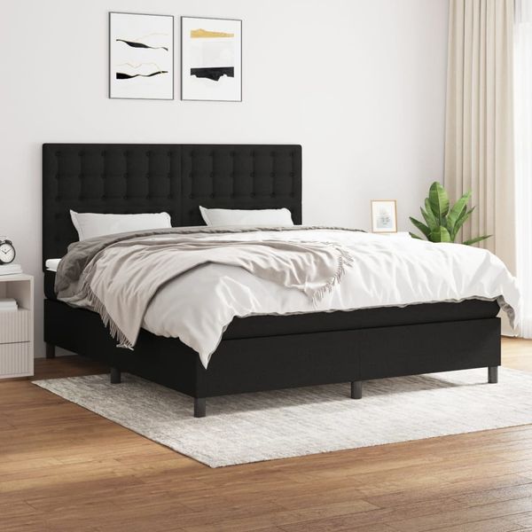 vidaXL Posteľný rám boxspring s matracom čierny 160x200 cm látka