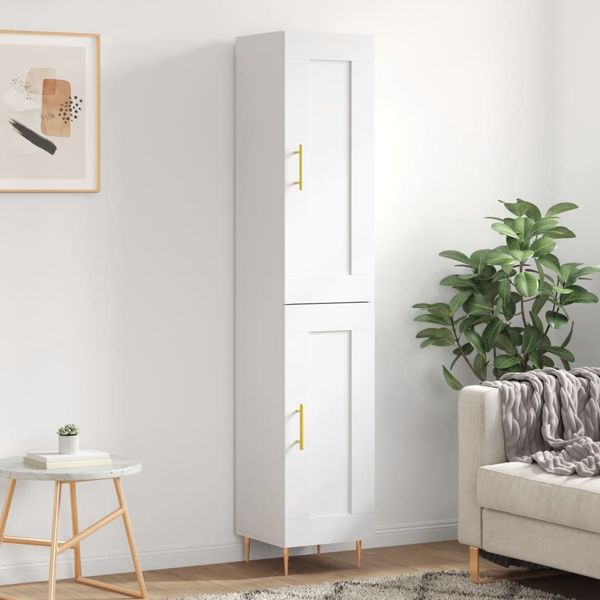 vidaXL Vysoká skrinka biela 34,5x34x180 cm spracované drevo