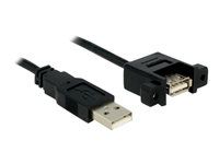 Predlžovací kábel USB - USB (F) na USB (M) - USB 2.0 - 1 m - krídlové skrutky - čierna