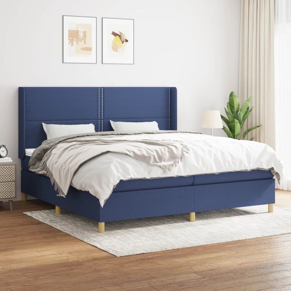vidaXL Boxspring posteľ s matracom modrá 200x200 cm látka