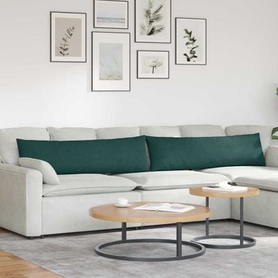 vidaXL Vankúše na pohovku 2 pcs Tmavozelená 145 x 40 cm látka