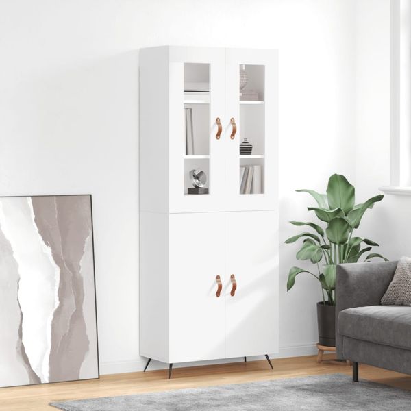 vidaXL Vysoká skrinka biela 69,5x34x180 cm spracované drevo