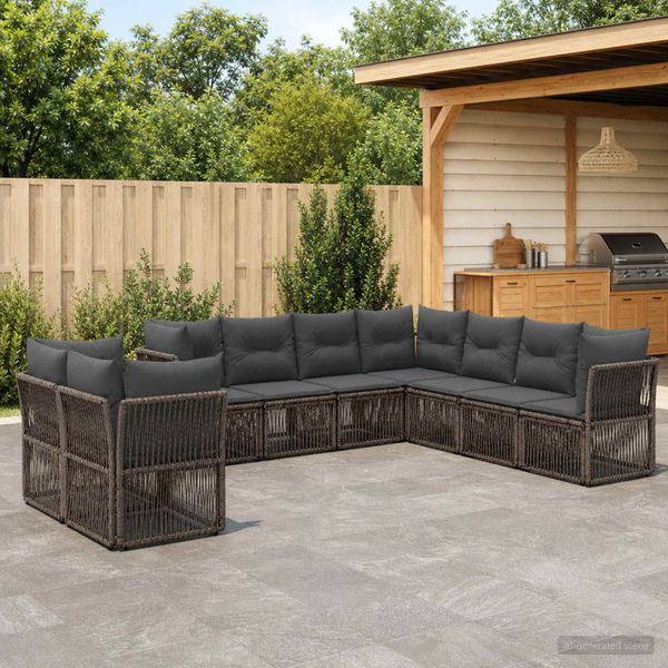 vidaXL Súprava záhradných pohoviek 9 ks Sivá polyratan