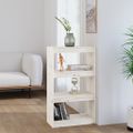 vidaXL Knižnica/deliaca stena biela 60x30x103,5 cm masívna borovica