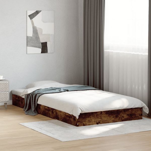 vidaXL Posteľný rám bez matraca dymový dub 100x200 cm kompozitné drevo