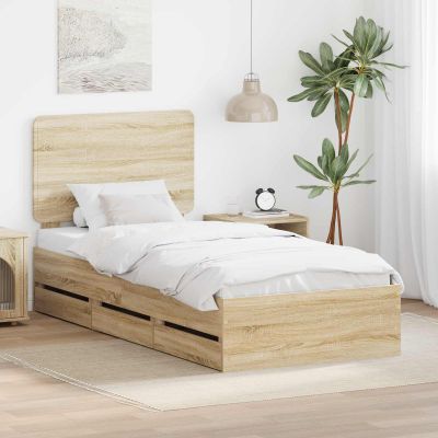 vidaXL Rám postele Sonoma dub 100 x 200 cm Inžinierske drevo