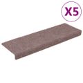 vidaXL Schodové rohože, samolepiace, 5 ks, 65x21x4 cm, svetlohnedé, s obdĺžnikovým okrajom