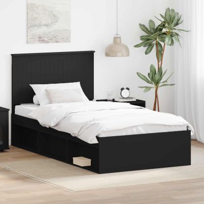 vidaXL Rám postele Čierna 100 x 200 cm Masívne borovicové drevo