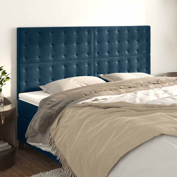 vidaXL Čelo postele tmavomodré 180x5x118/128 cm zamatové