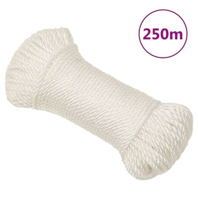 vidaXL Pracovné lano biele 8 mm 250 m polypropylén