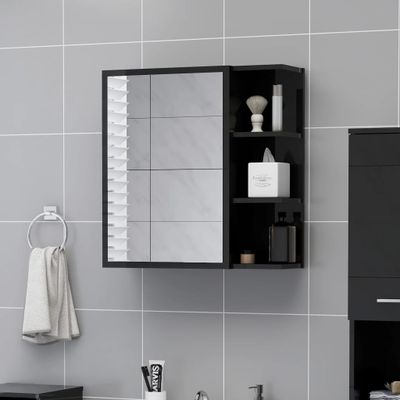 vidaXL Skrinka so zrkadlom, lesklá čierna 62,5x20,5x64 cm