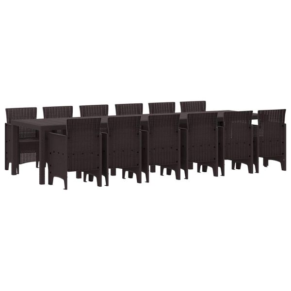 vidaXL Záhradný jedálenský set 13 pcs Hnedá Polt ratan