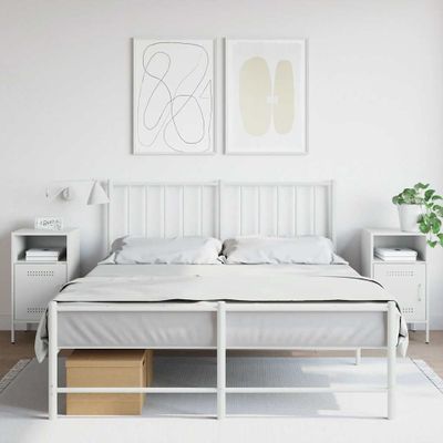 vidaXL Nočné stolíky 2 ks biela 36x39x68 cm oceľ