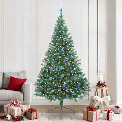 vidaXL Umelý predsvietený vianočný stromček Zelená 240 cm PVC