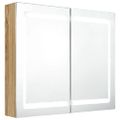 vidaXL LED kúpeľňová zrkadlová skrinka farba dubu 80x12x68 cm