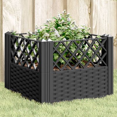 vidaXL Záhradný kvetináč s kolíkmi čierny 43,5x43,5x43,5 cm PP