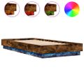 vidaXL Posteľný rám s LED svetlami dymový dub 90x200 cm