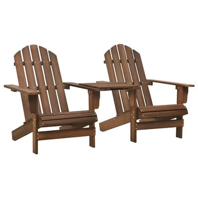 vidaXL Záhradné stoličky Adirondack+stolík, jedľový masív, hnedé