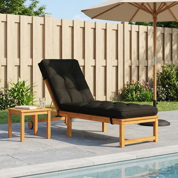 vidaXL Vankúš na ležadlo VIANEN 100% polyester Čierna 200 x 60 x 8 cm