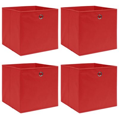vidaXL Úložné boxy 4 ks, červené 32x32x32 cm, látka