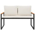 vidaXL lavička Čierna a krémová biela 115 x 65 x 72 cm Ratan