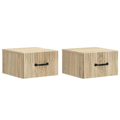 vidaXL Nástenná nočná skrinka 2 pcs Dub sonoma 34,5 x 33 x 20 cm