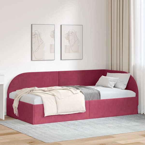 vidaXL Rohový rám postele Víno červené 80 cm x 200 cm Zamat