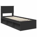 vidaXL Rám postele Čierna 75 x 190 cm Masívne borovicové drevo
