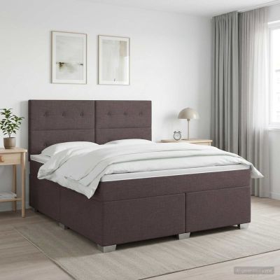 vidaXL Posteľ boxspring s matracom Tmavohnedá 140 x 200 cm Látka