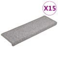 vidaXL Schodové rohože 15 ks 65x21x4 cm svetlosivé s obdĺžnikovým okrajom