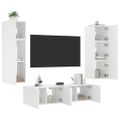 vidaXL 6-dielne TV nástenné skrinky s LED biele kompozitné drevo