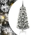 vidaXL Umelý Sklápací Vianočný Stromček 150 LED Zelená a biela 150 cm