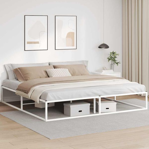 vidaXL Posteľ bez matraca biely 200x200 cm kov