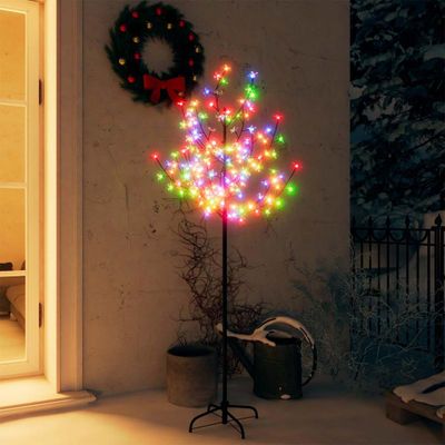 vidaXL Vianočný stromček 120 LED farebné svetlo kvety čerešne 150 cm