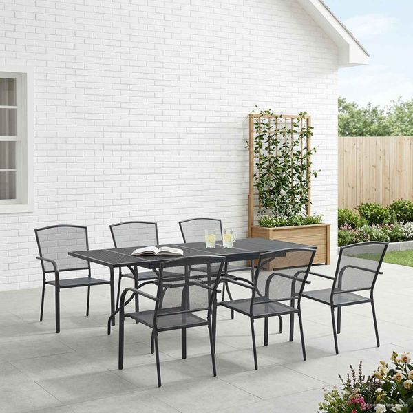 vidaXL Záhradný jedálenský set 7 pcs Antracitová 212 x 90 x 76 cm