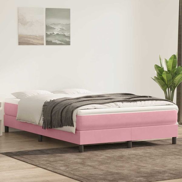 vidaXL Posteľný rám boxsping s matracom ružový 160x210 cm zamat