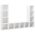 vidaXL TV skrinky 3 ks lesklé biele 142,5x35x36,5 cm drevotrieska