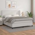 vidaXL Boxspring posteľ s matracom biela 180x200 cm umelá koža