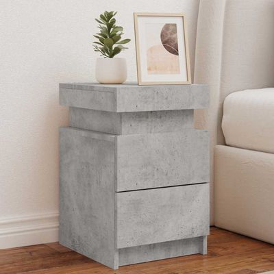 vidaXL Nočné stolíky s LED svetlami 2 ks betónovo sivé 35x39x55 cm