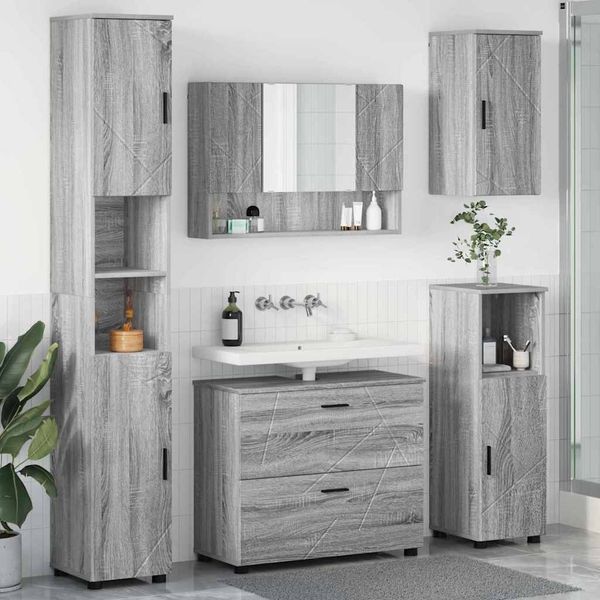 vidaXL Sada kúpeľňového nábytku 5 ks Sivý Sonoma 35 x 30 x 192 cm